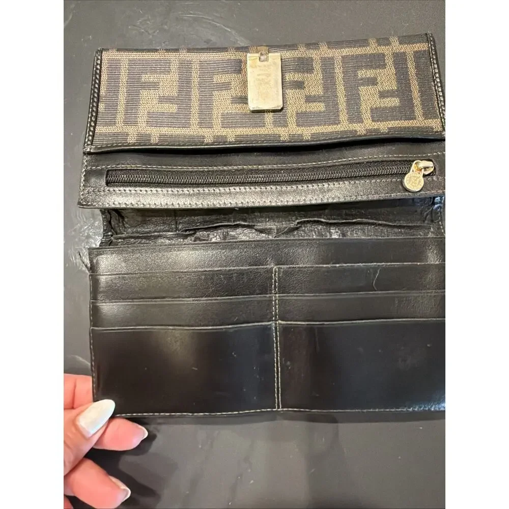 Fendi Women Vintage Logo Monogram Wallet Needs Repair